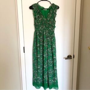 Max Studio green floral maxi dress small